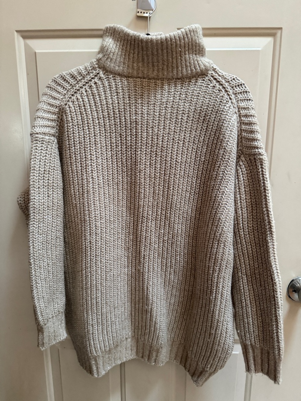 Maternity High-Neck Button Sweater - Oatmeal - Picture 6 of 7
